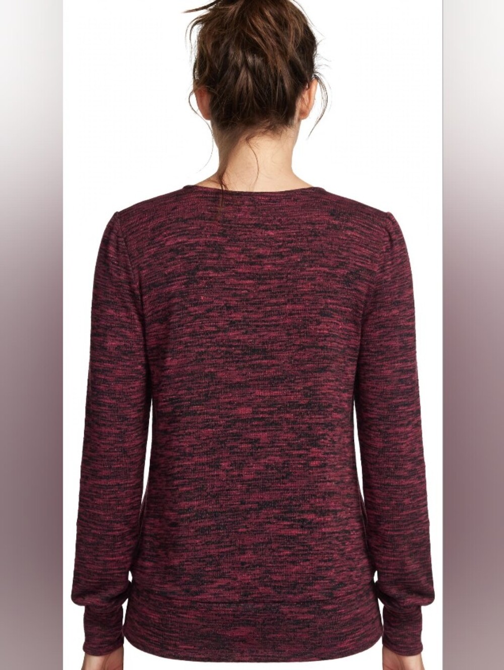 NWT MAX STUDIO WRAP TOP XL Burgundy/Black - Picture 2 of 3